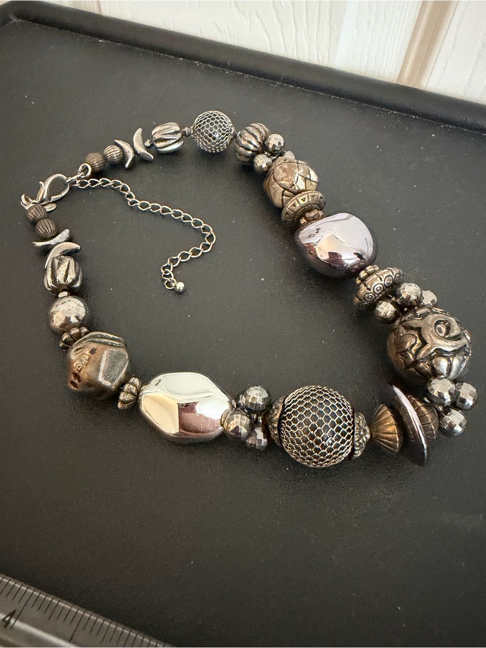 Premier Designs Eclectic Statement Necklace Chunky mixed metal and textured bead